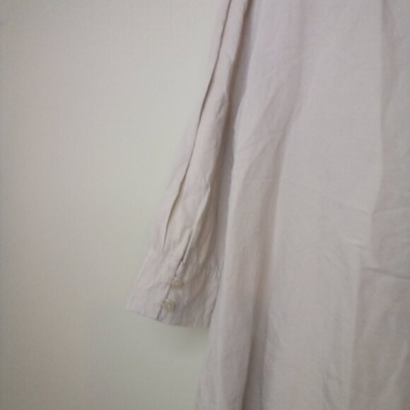 The Limited Blouse Shirt L Button Up 3/4 Sleeve Bat Wing Hem Linen Blend Tan - Picture 4 of 15